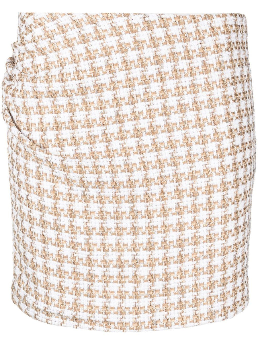 IRO Garna Cotton Blend Tweed Mini Skirt For Women, Gathered Detail And Concealed Zip, Chic