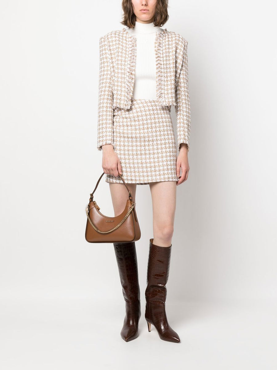 IRO Garna Cotton Blend Tweed Mini Skirt For Women, Gathered Detail And Concealed Zip, Chic