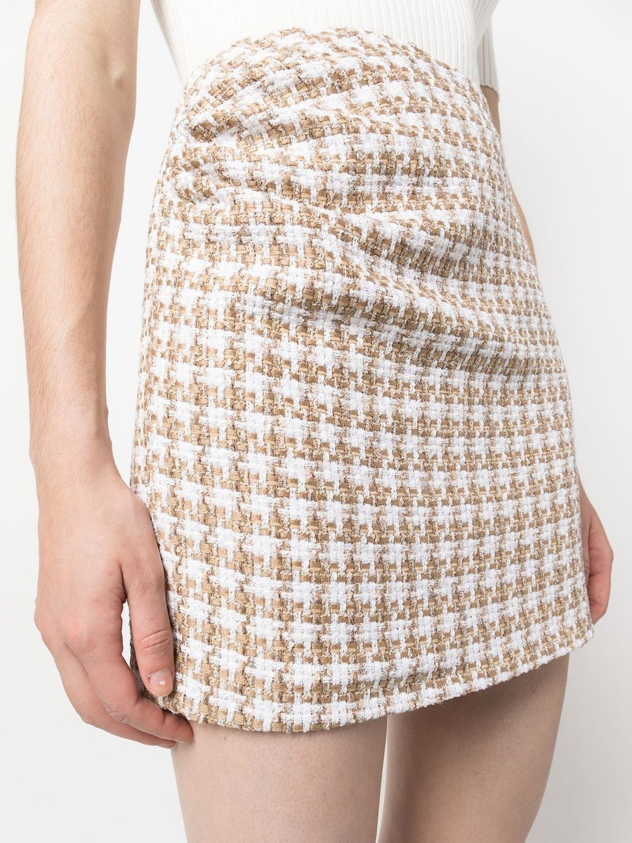 IRO Garna Cotton Blend Tweed Mini Skirt For Women, Gathered Detail And Concealed Zip, Chic