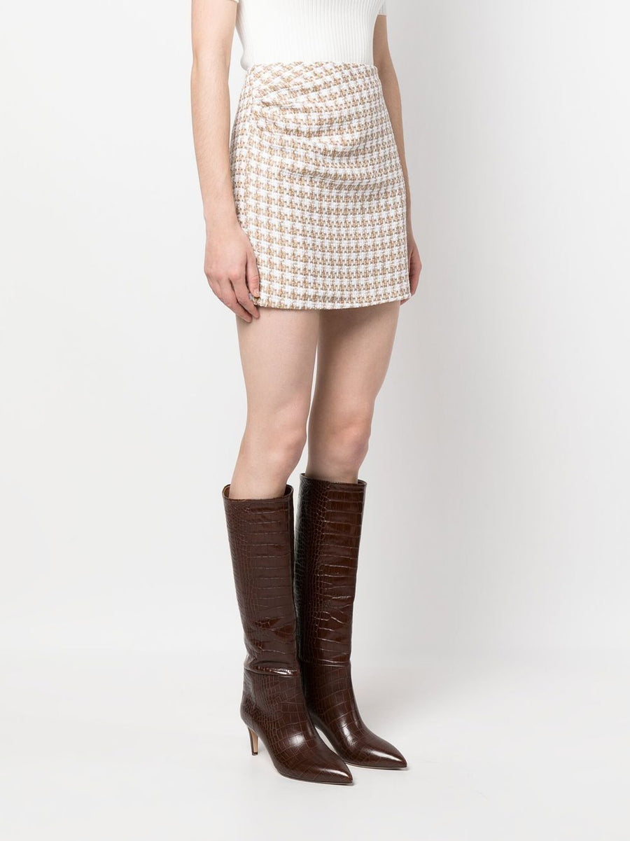 IRO Garna Cotton Blend Tweed Mini Skirt For Women, Gathered Detail And Concealed Zip, Chic