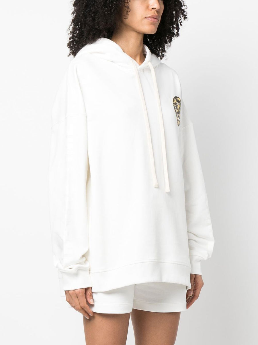 Joshua Sanders Smiley Logo Cotton Hoodie Cream White Soft Comfort Everyday Casual Streetwear For Women