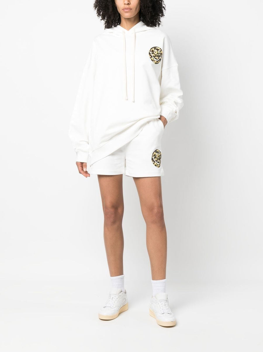 Joshua Sanders Smiley Logo Cotton Hoodie Cream White Soft Comfort Everyday Casual Streetwear For Women