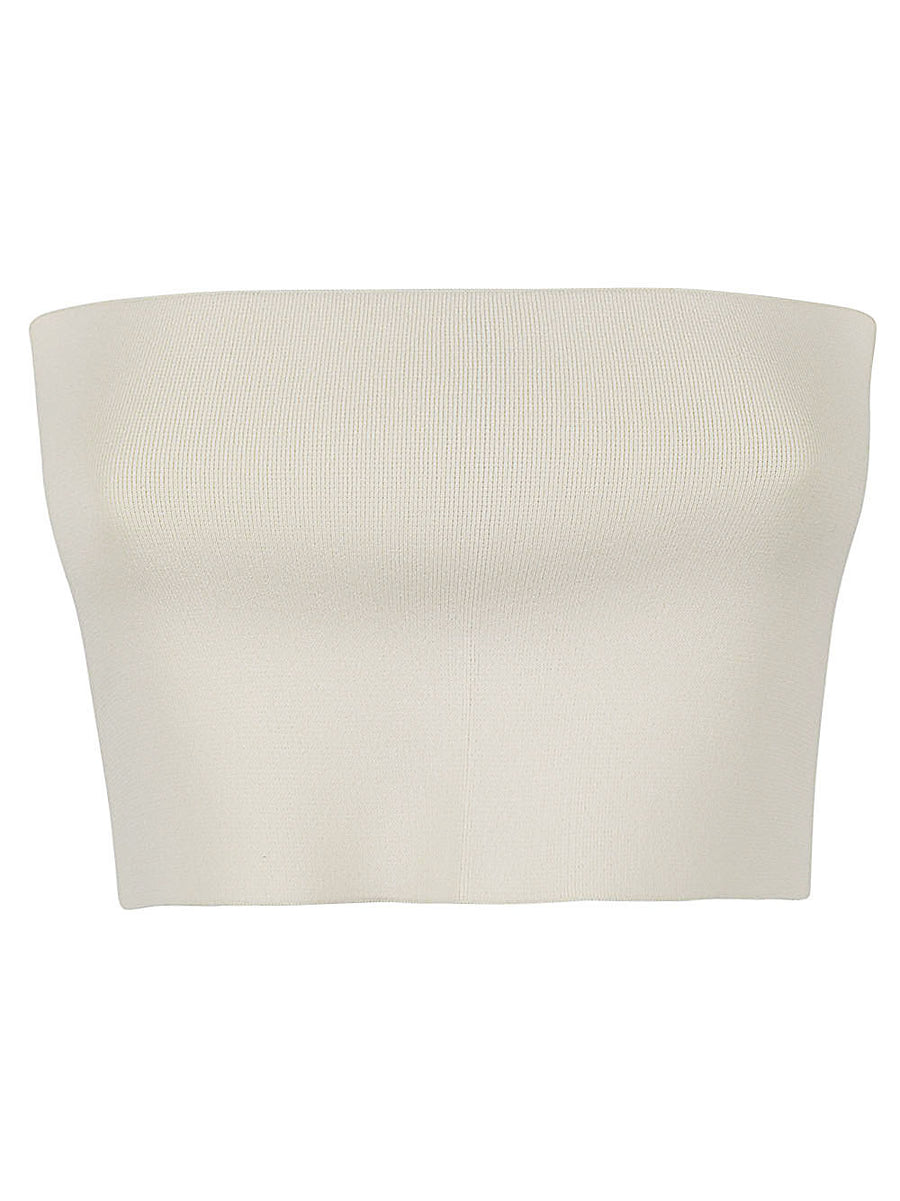 Liviana Conti Viscose Bandeau Top Soft Draped Beige For Women Summer Essential Luxurious Versatile