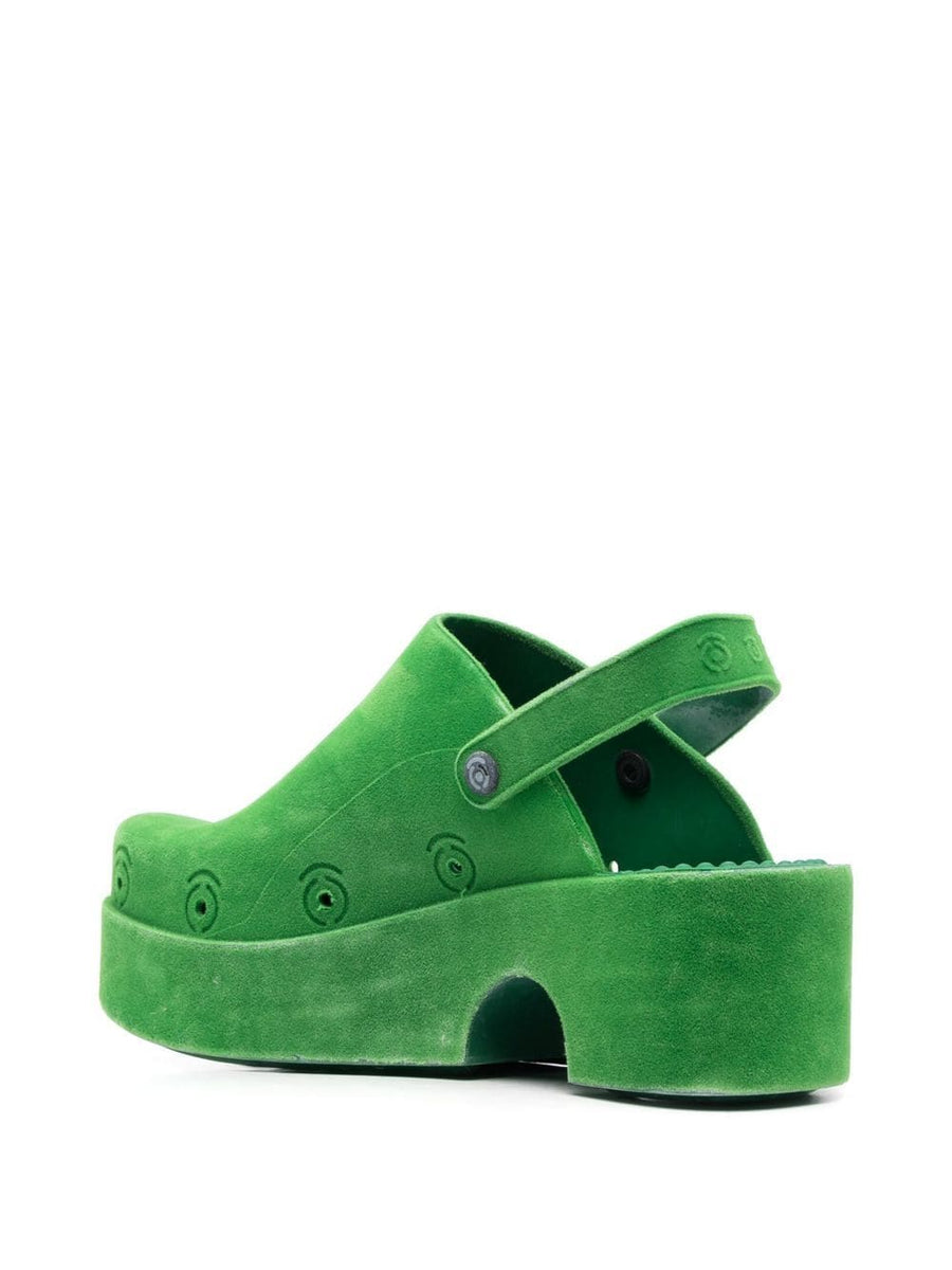 Xocoi Green Slingback Platform Mules For Women Bold Comfortable Platform Sandals