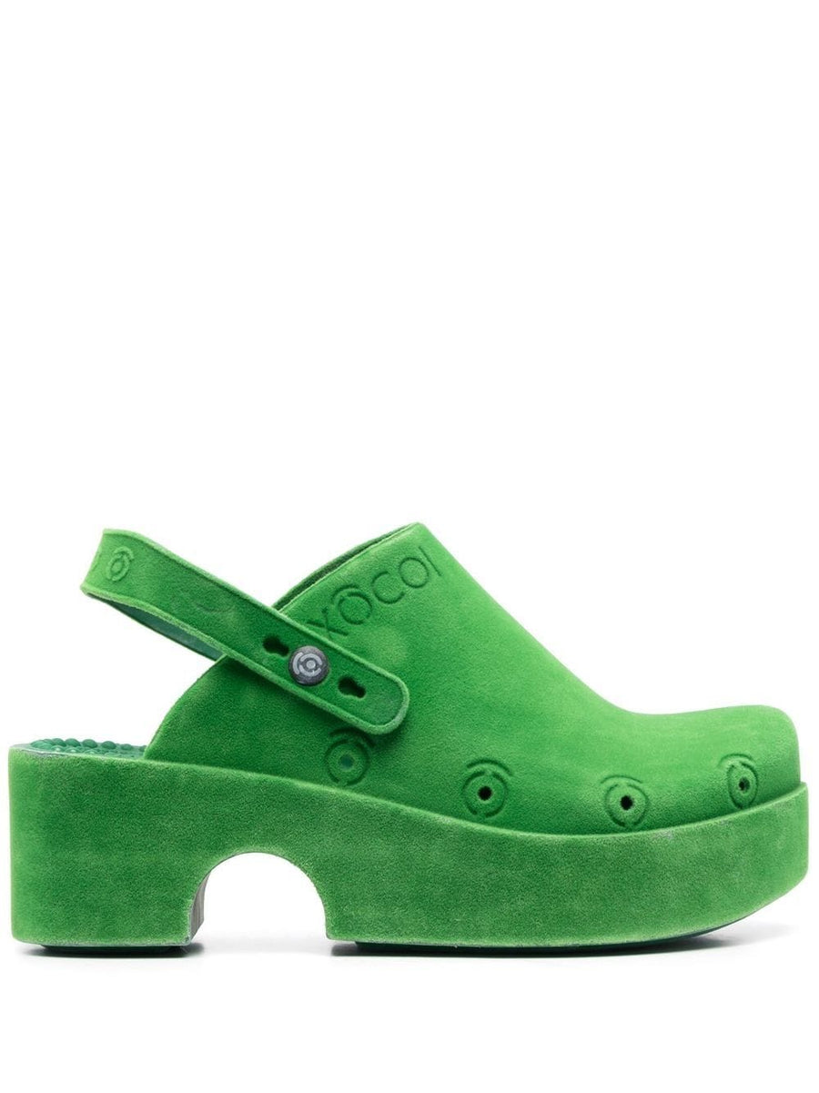 Xocoi Green Slingback Platform Mules For Women Bold Comfortable Platform Sandals