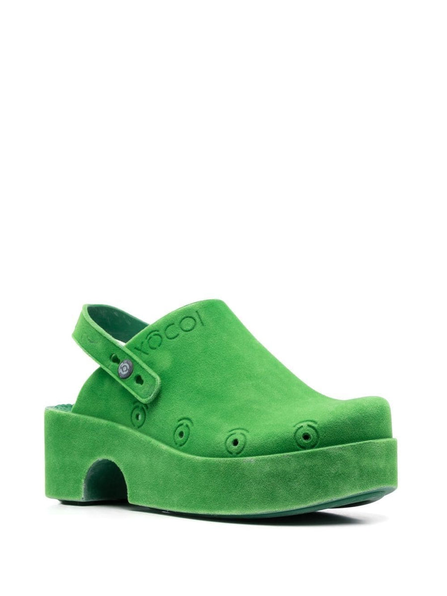 Xocoi Green Slingback Platform Mules For Women Bold Comfortable Platform Sandals