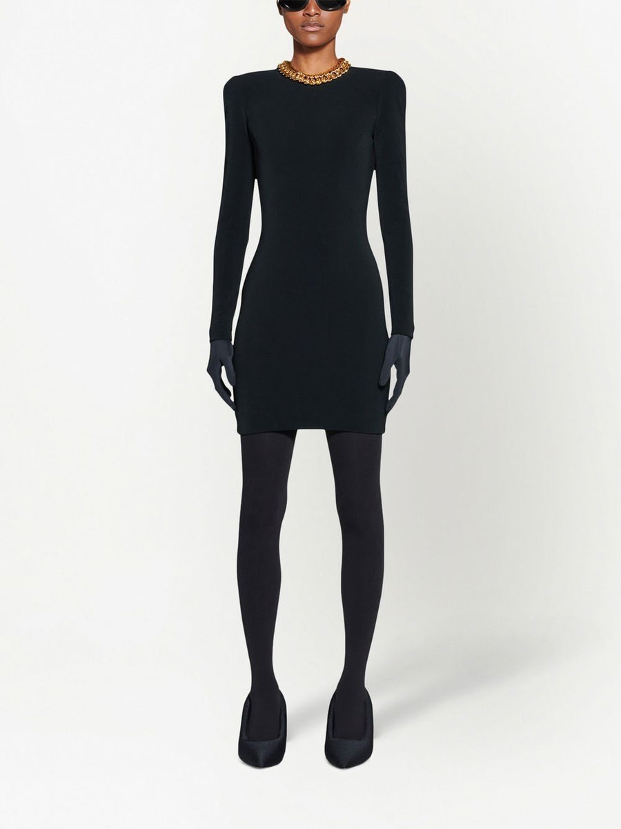 Balenciaga Black Mini Dress With Elasticized Silhouette For Women Day To Night Versatility