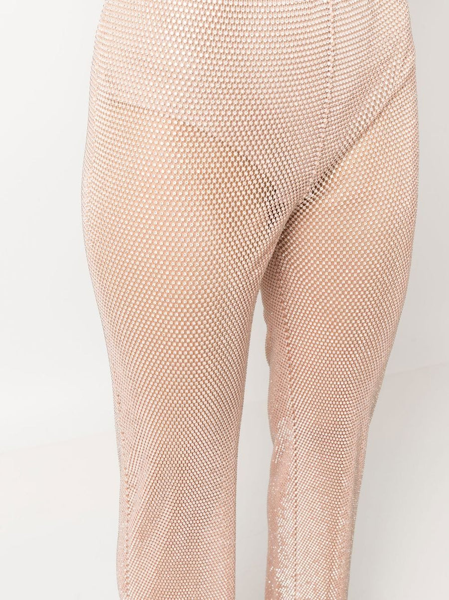 Santa Brand Sparkling Trousers Rhinestone Embellished Powder Pink High Waist Glam For Women Eveningwear