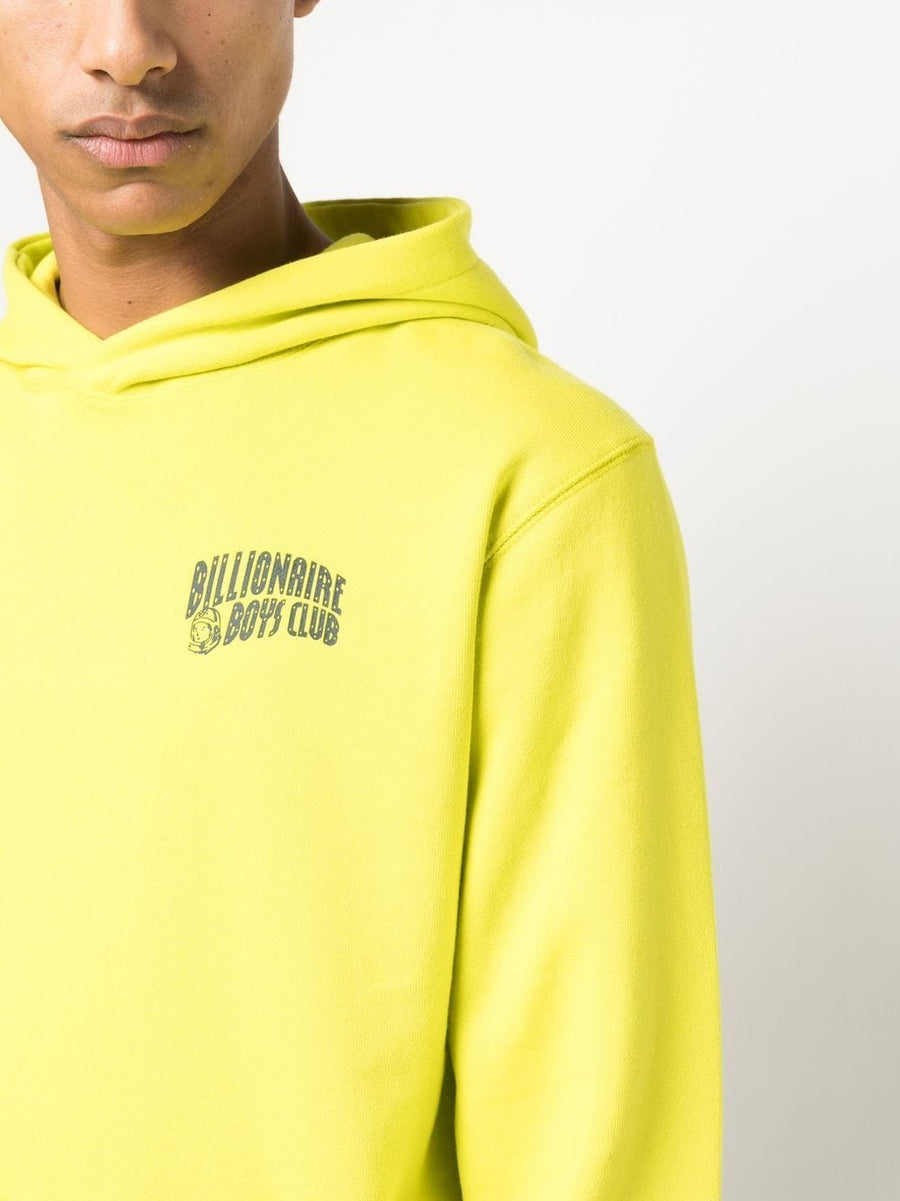Billionaire Logo Hoodie Premium Cotton Comfort With Chest Print Sleeve Embroidery Yellow Accents For Men