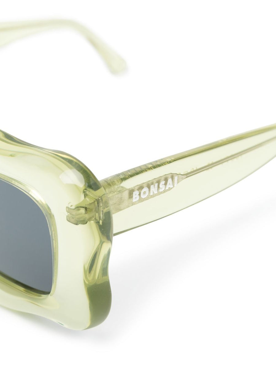 Bonsai Oversized Curved Frame Sunglasses For Men Green PVC Frame With Tinted Lenses