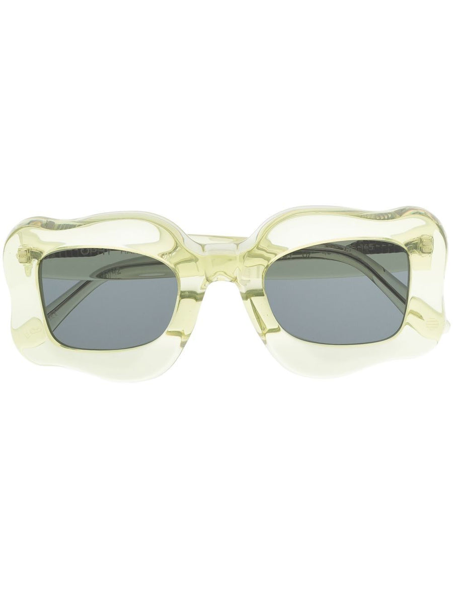 Bonsai Oversized Curved Frame Sunglasses For Men Green PVC Frame With Tinted Lenses