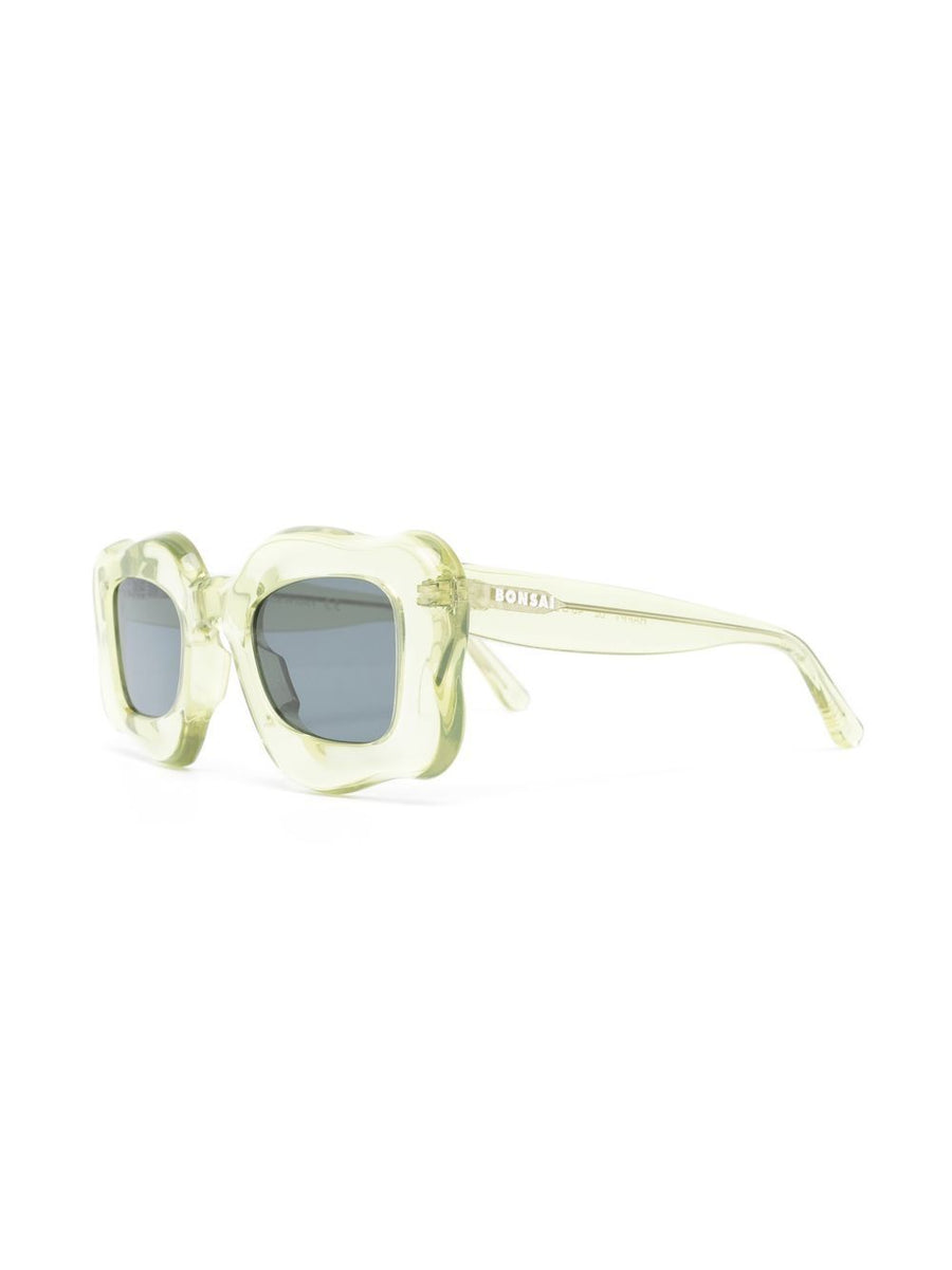 Bonsai Oversized Curved Frame Sunglasses For Men Green PVC Frame With Tinted Lenses