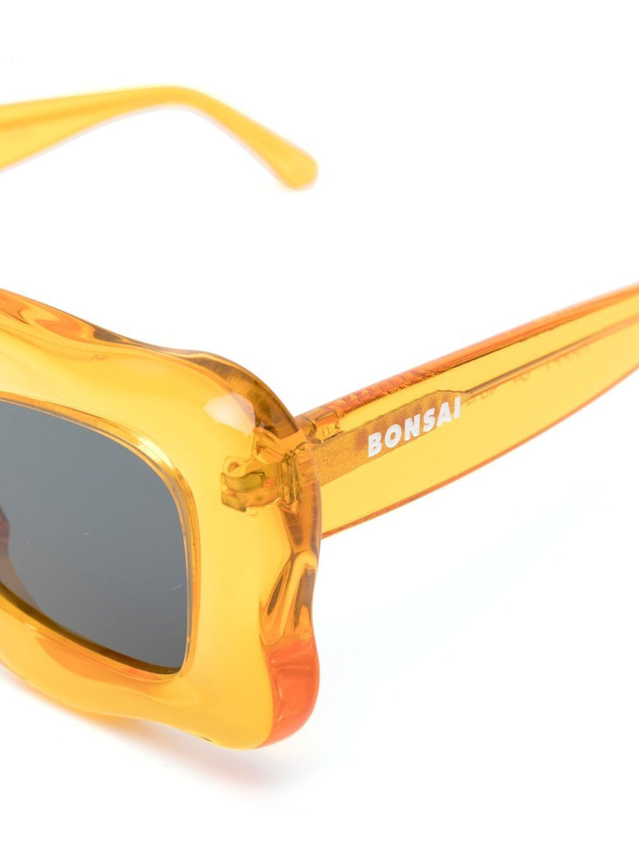 Bonsai Sunglasses Oversized Curved Frame Orange Transparent For Unisex Daily Wear