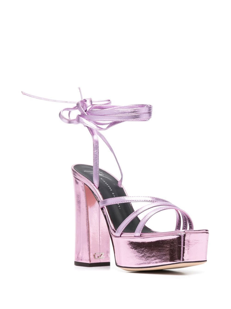 Giuseppe Zanotti Pink Metallic Platform Sandals 125mm Heel For Statement Worthy Women