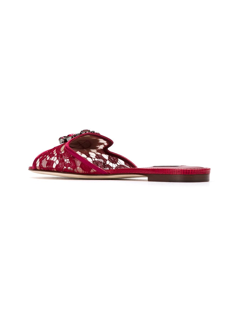 Dolce & Gabbana Rainbow Lace Sandals Crystal Embellished Open Toe Slip On Women Luxe