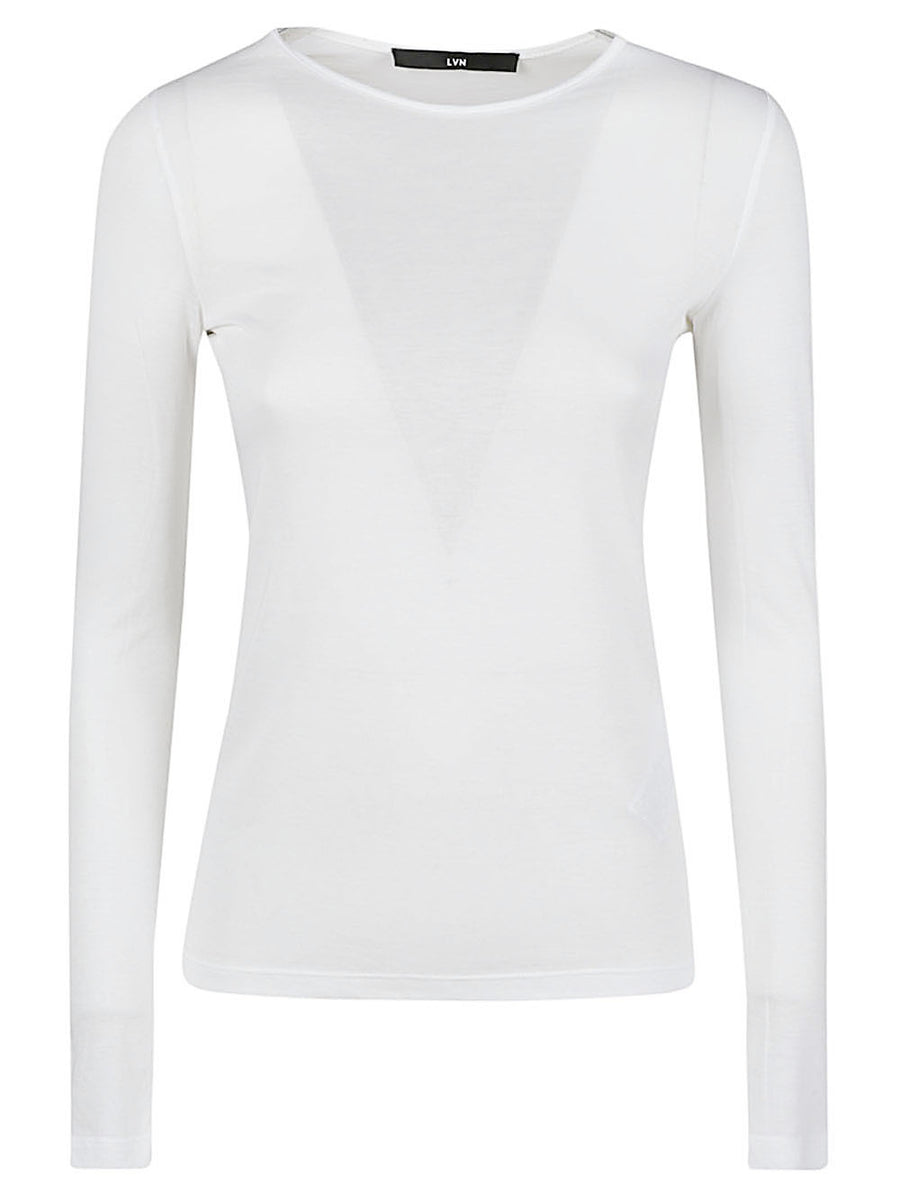 Liviana Conti Long Sleeve Cotton Blend T Shirt for Women With Flattering Draping And Soft Hand Feel