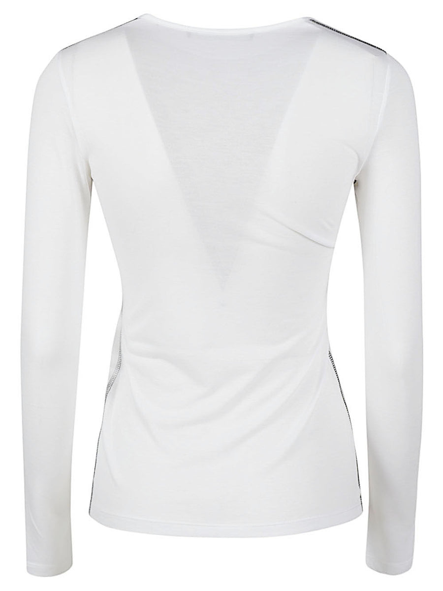 Liviana Conti Long Sleeve Cotton Blend T Shirt for Women With Flattering Draping And Soft Hand Feel