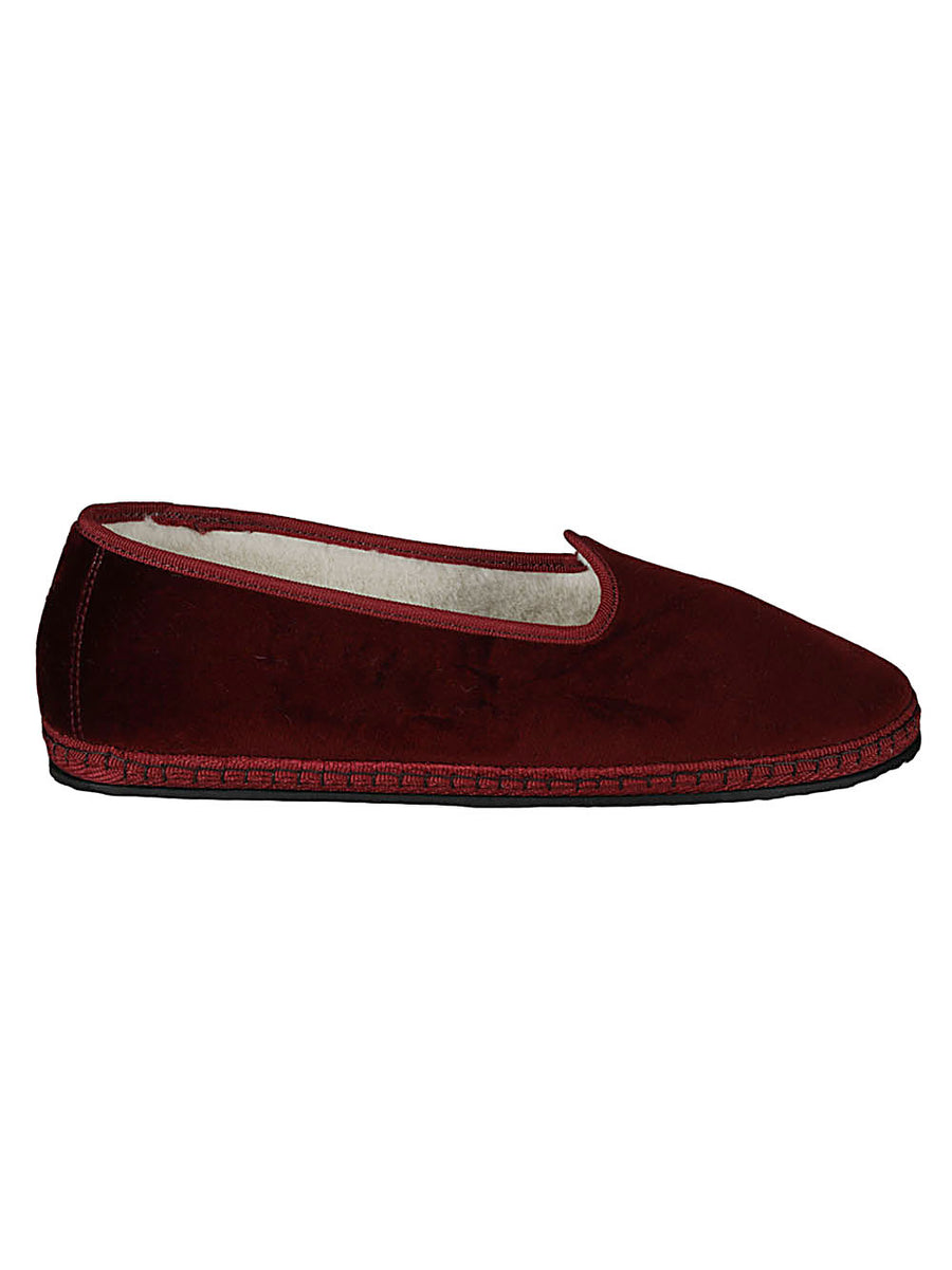 Piedàterre Venezia Velvet Slippers For Women Handmade In Italy With Alpaca Wool And Rubber Sole Bordeaux Velvet
