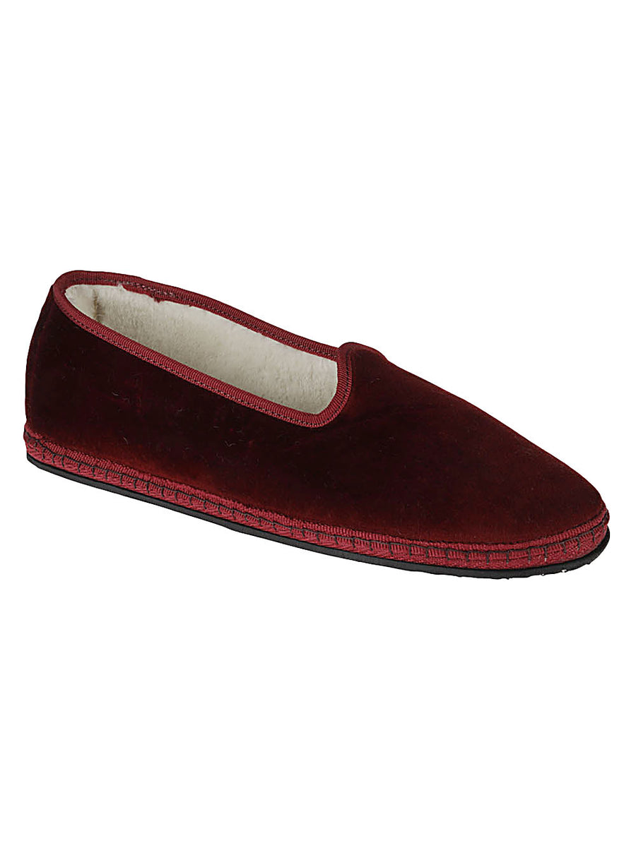 Piedàterre Venezia Velvet Slippers For Women Handmade In Italy With Alpaca Wool And Rubber Sole Bordeaux Velvet