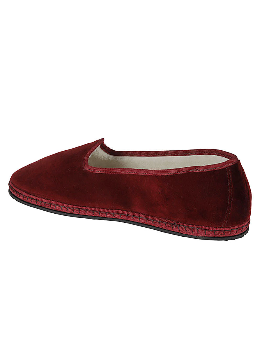 Piedàterre Venezia Velvet Slippers For Women Handmade In Italy With Alpaca Wool And Rubber Sole Bordeaux Velvet