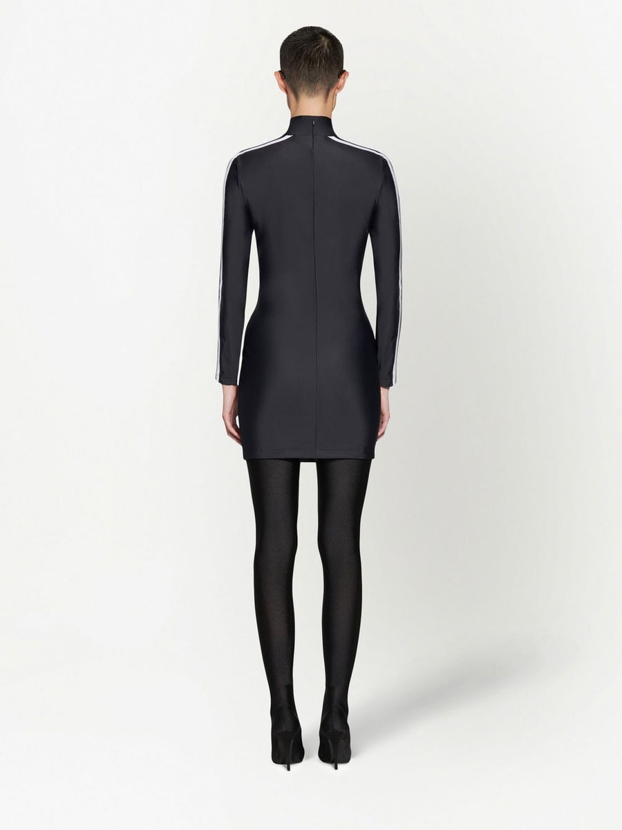 Adidas Balenciaga Logo Sports Mini Dress For Women Slim Silhouette High Neck Long Sleeves Luxury Athleisure