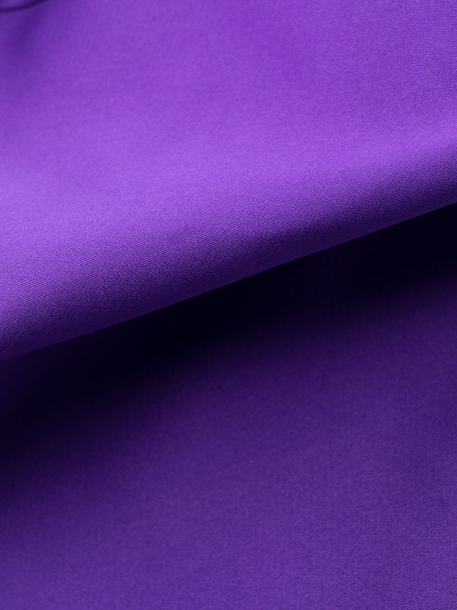 P.A.R.O.S.H. Feathered Mini Dress Luxe Violet Satin With Ostrich Feather Trim For Fashion Forward Women