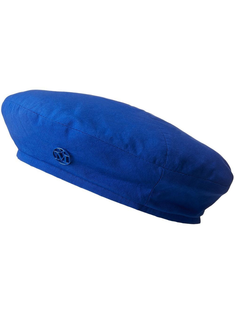Maison Michel Billy Beret Hat For Women 100 Percent Cotton Basque Beret Electric Blue Luxe