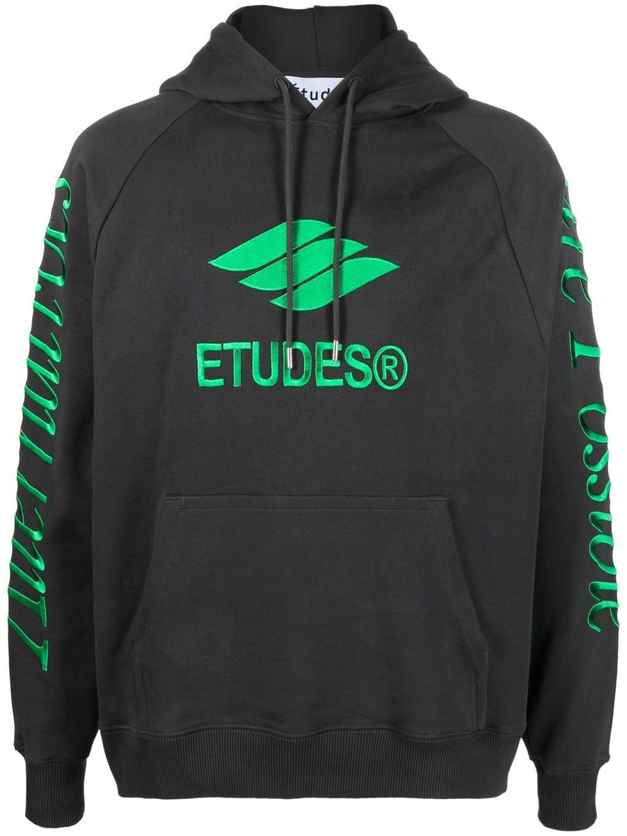 Etudes Racing Eco Organic Cotton Hoodie With Green Embroidery For Men Streetwear Essential