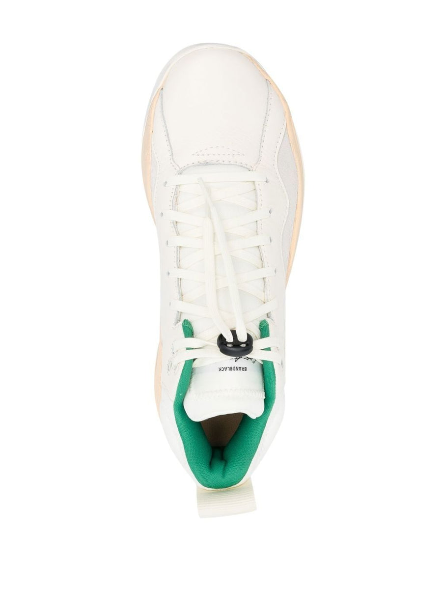Brand Black Villain Dirty Sneaker For Men Premium All White Low Top With Calf Leather Suede And Fabric Panels