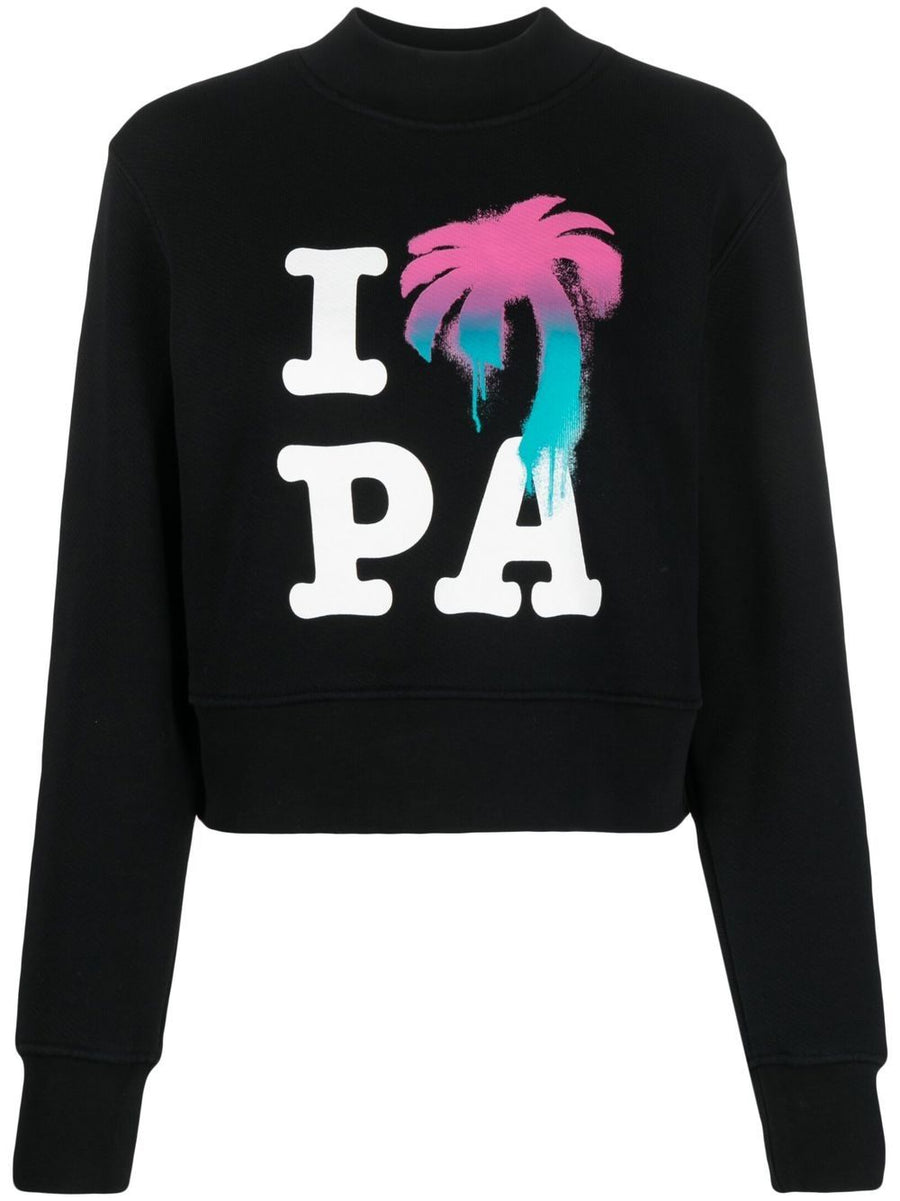 Palm Angels I Love PA Cotton Crewneck Sweatshirt Women Bold Logo Organic Cotton Comfort