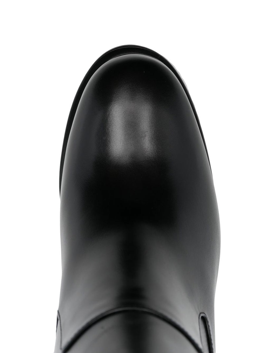 Alexander McQueen Heeled Ankle Boots For Women In Black Calf Leather With Almond Toe And Bold Silhouette