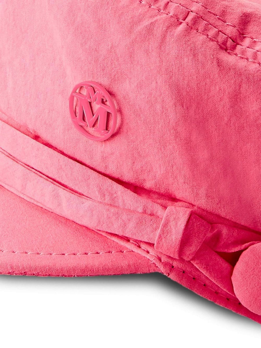 Maison Michel Abby Cap Chic Statement Sailor Baker Boy Headwear Neon Pink 100 Percent Cotton for Women