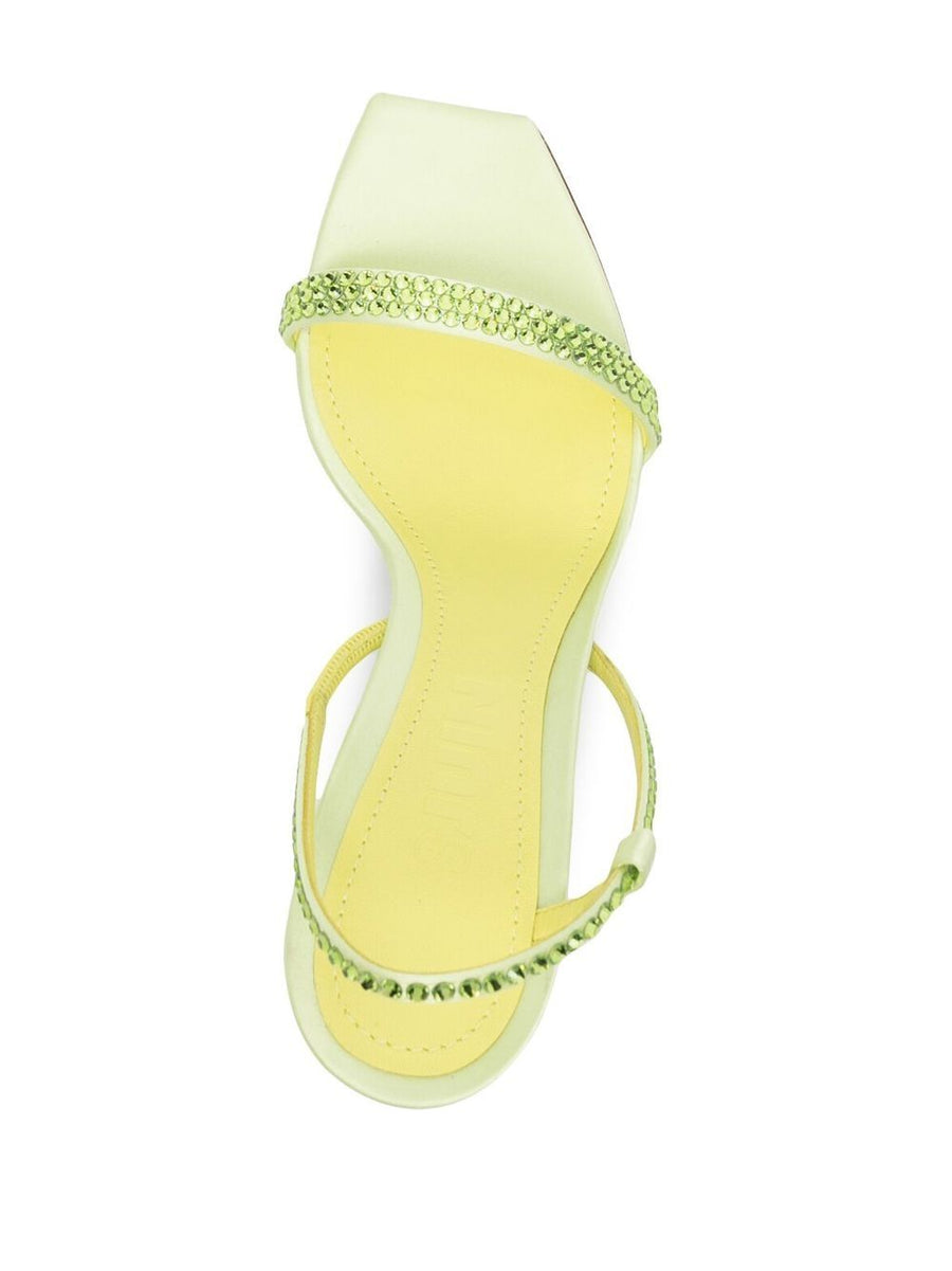 3Juin Eloise Crystal Embellished Leather Slingback Sandals For Women Green 9cm Heel