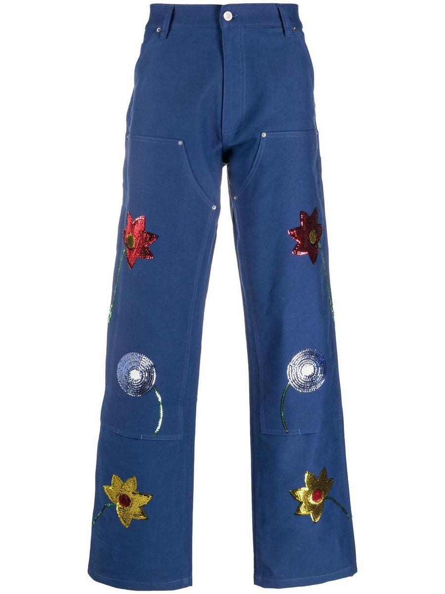 Denim Jeans for Men With Embroidered Detailing and Sequin Accents by Sky High Farm Workwear