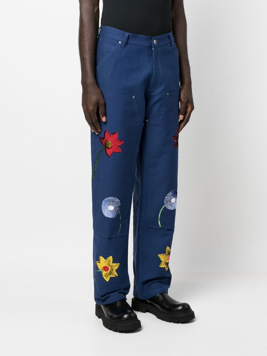 Denim Jeans for Men With Embroidered Detailing and Sequin Accents by Sky High Farm Workwear