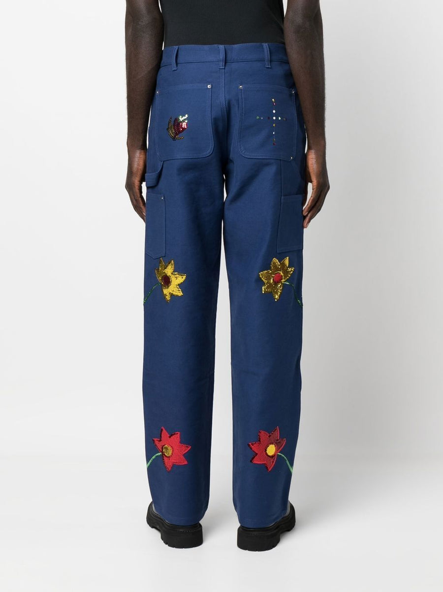 Denim Jeans for Men With Embroidered Detailing and Sequin Accents by Sky High Farm Workwear