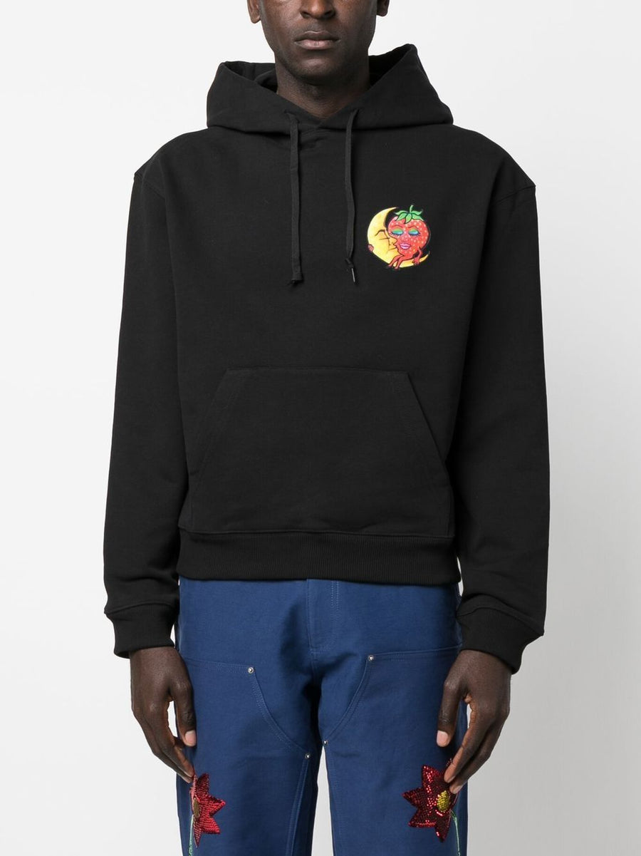 Sky High Farm Workwear Hoodie For Men With Graphic Chest Print 100% Cotton Drawstring Hood Sustainable