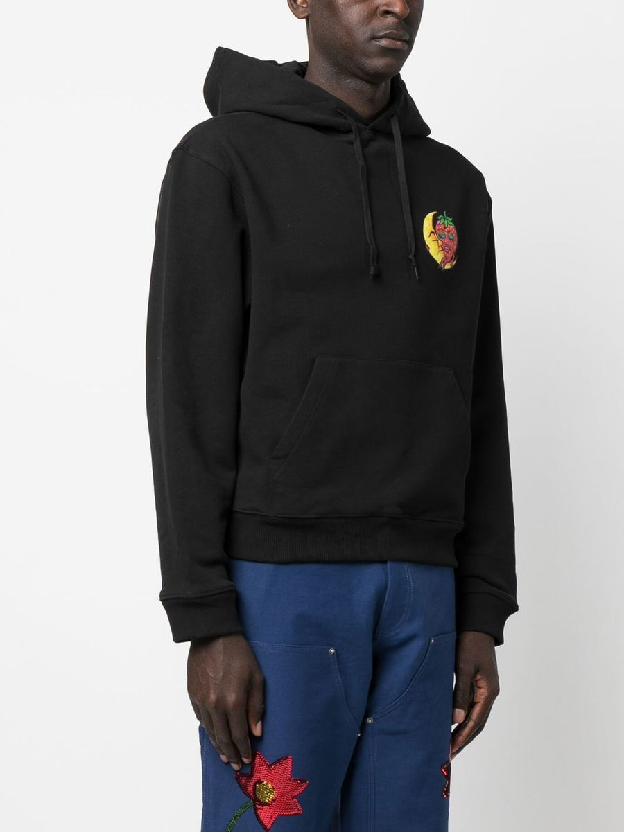 Sky High Farm Workwear Hoodie For Men With Graphic Chest Print 100% Cotton Drawstring Hood Sustainable