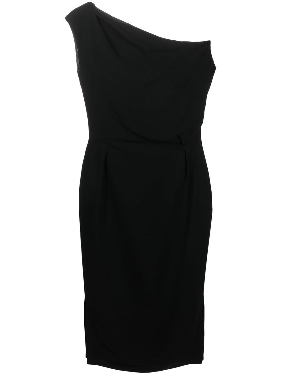 Alexandre Vauthier One-Shoulder Draped Evening Dress For Women Black Luxe Mid-Length With Side Slits