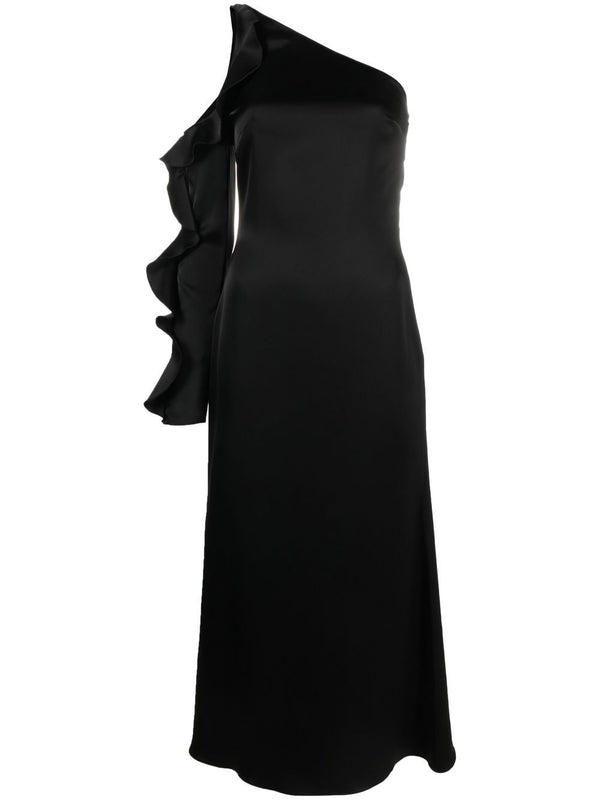 David Koma Ruffle detail one shoulder midi dress