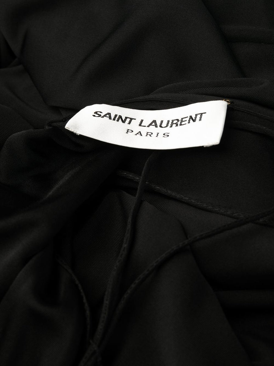 Saint Laurent Draped Sleeveless Jersey Dress For Women Luxurious Couture Floor Length Evening Gown In Black Viscose