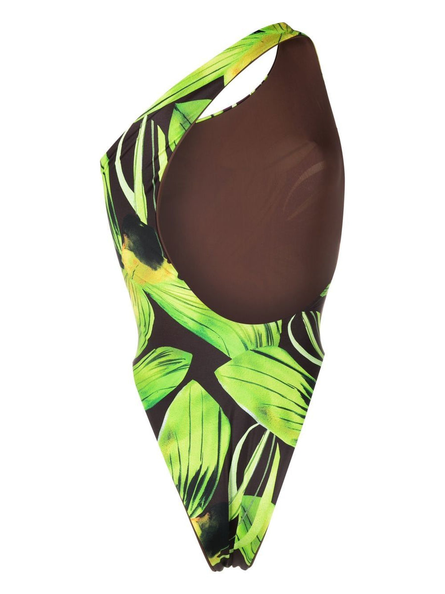 Louisa Ballou One-Shoulder Swimsuit Green Luxury Resort-Ready For Women With Architectural Lines