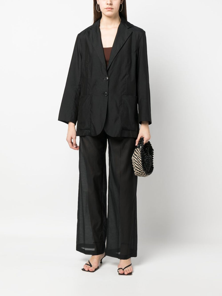 Erika Cavallini Luxurious Silk Cotton Blend Blazer Oversized Jet Black For Women Office Wear