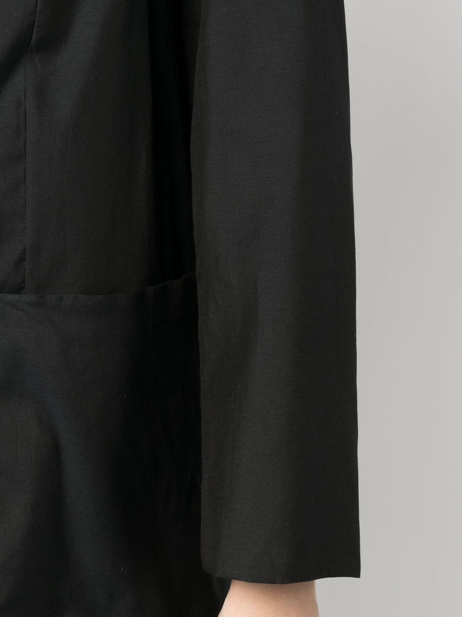 Erika Cavallini Luxurious Silk Cotton Blend Blazer Oversized Jet Black For Women Office Wear