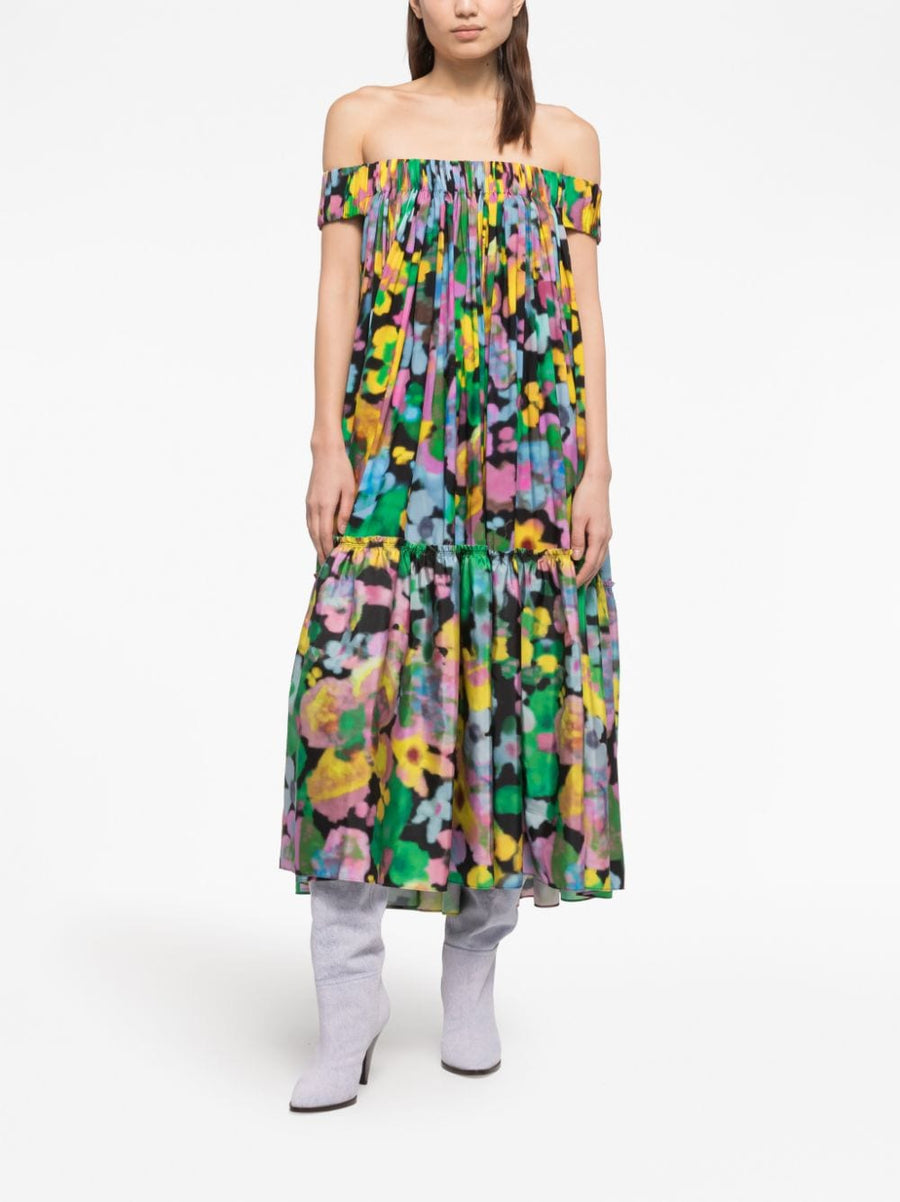 AZ Factory With Lutz Huelle Gaia Floral Off Shoulder Midi Dress For Women Versatile Day To Night Crepe