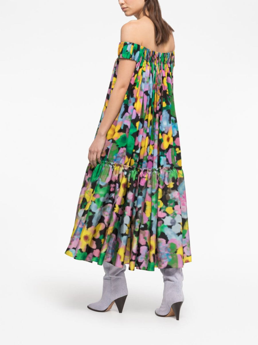 AZ Factory With Lutz Huelle Gaia Floral Off Shoulder Midi Dress For Women Versatile Day To Night Crepe