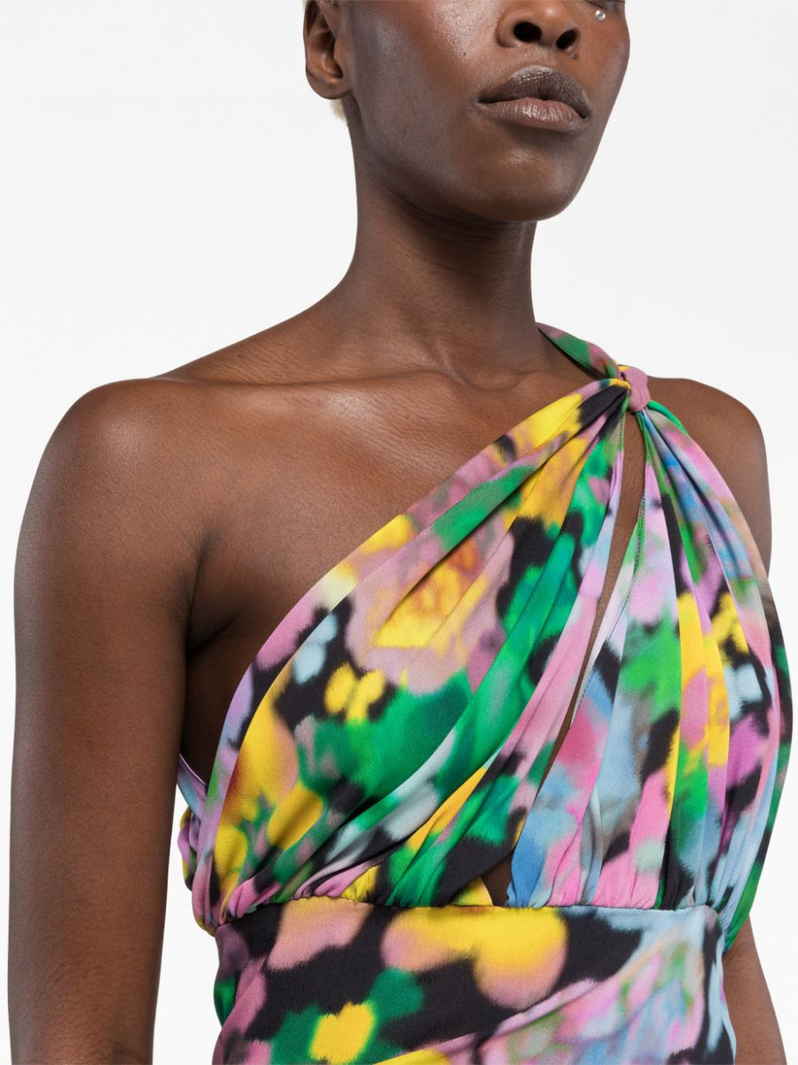 AZ Factory X Lutz Huelle Ava Floral OneShoulder Mini Dress For Women Resort Ready Draped Silhouette