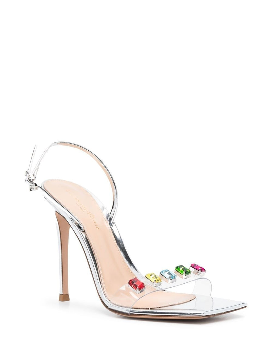 Gianvito Rossi Ribbon Candy Crystal Embellished Sandals For Women Elegant 105mm Heels For Formal Wear
