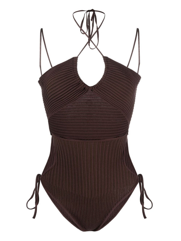 AndreĀdamo Andrea Adamo halterneck-fastening ribbed-knit bodysuit
