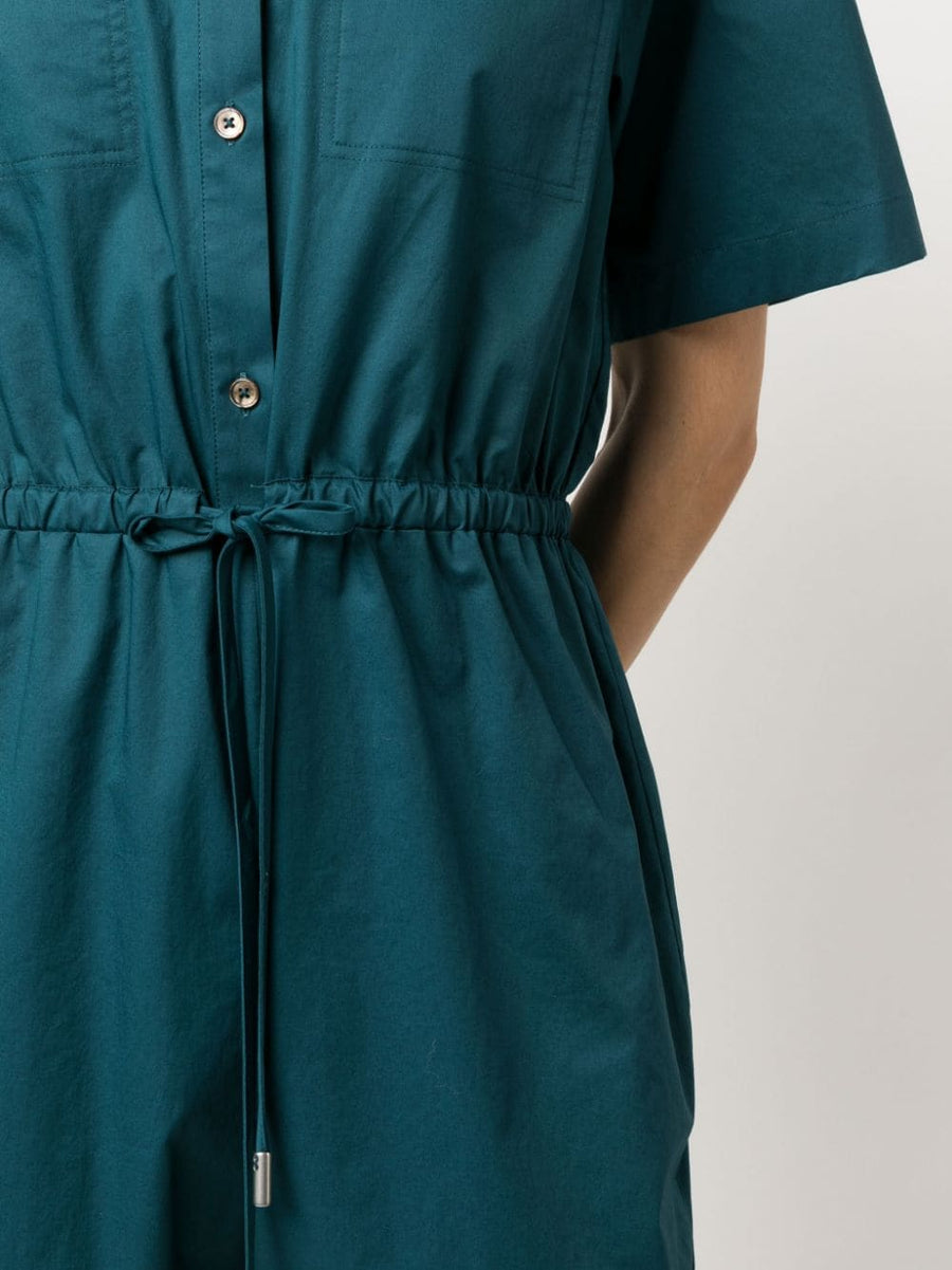 Paul Smith Cotton Playsuit For Women Teal Blue Breathable Stretch Cotton With Tailored Collar
